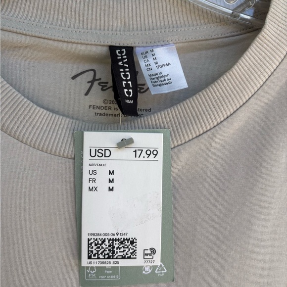 Fender Light Gray Short Sleeve Graphic Tee Size Medium - Picture 6 of 8